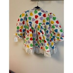 VTG‎ Rainbow Hearts Valentines Baby Girl Dress w/ Lace Comes with Pants